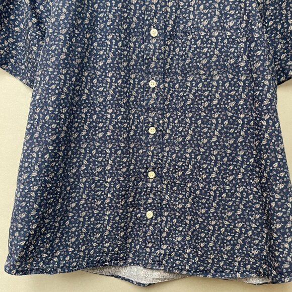 Kennington California Button-Down Shirt Men Calico Print Blue Short Sleeves XL - Picture 6 of 9